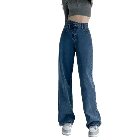 Women’s Trendy & Timeless High-Waist Angled Button Closure Denim JEANS-JP-18