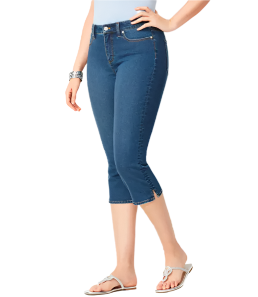 Women’s Cropped Denim Mid Waist Stretch Slim JEANS-JP-25