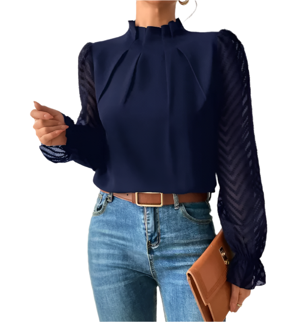 Stylist Chiffon Half-High Neck and Long-sleeved Blouse for Women – BL35