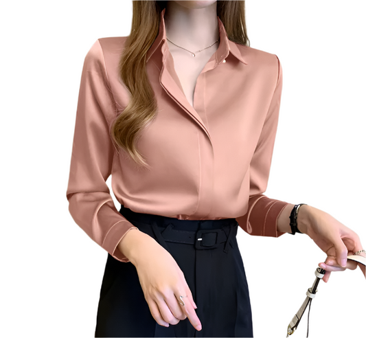 Classy & Timeless Silk Long Sleeve Collar Shirt for Women – BL60