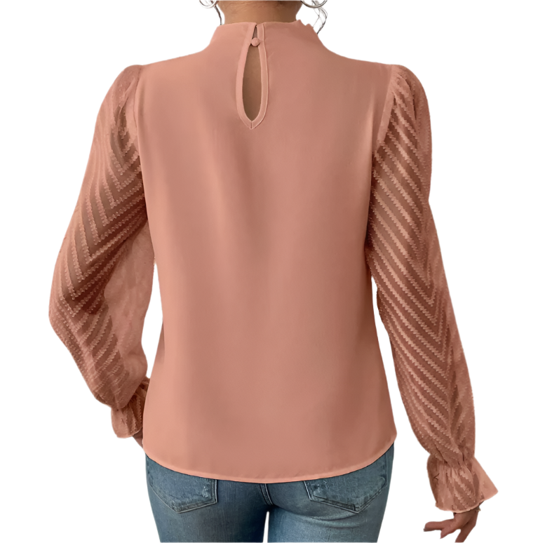 Stylist Chiffon Half-High Neck and Long-sleeved Blouse for Women – BL35