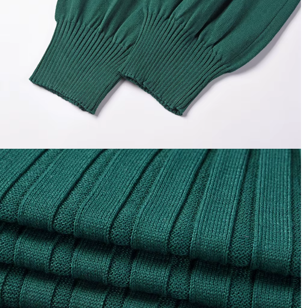 Trendy & Timeless Pleated Knitted Long Sleeve O-neck knee length Dress for Women – Dress B61