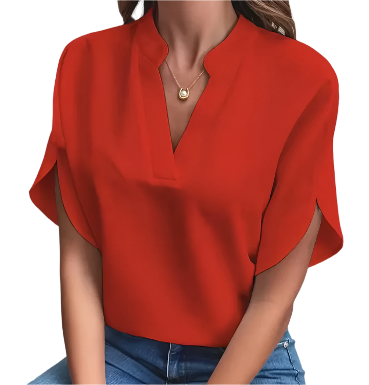 Chiffon Tops for Women-Solid Color V-neck – BL04