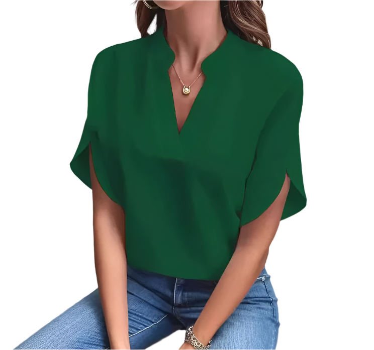Chiffon Tops for Women-Solid Color V-neck – BL04