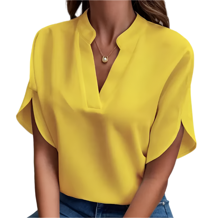 Chiffon Tops for Women-Solid Color V-neck – BL04