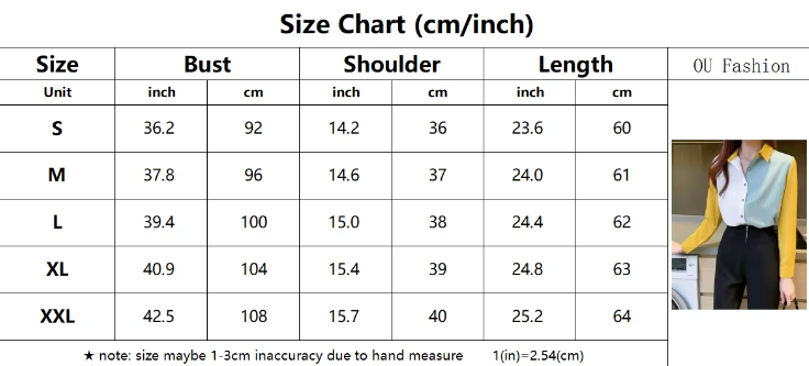 Trendy & Elegant Two-Tone Chiffon Long Sleeve V-neck Collar Shirt for Women – BL21