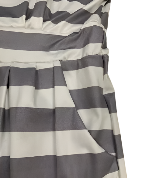 Short Sleeve Striped Waist Belt Knee Length Pencil Dress for Women – DRESS-B69