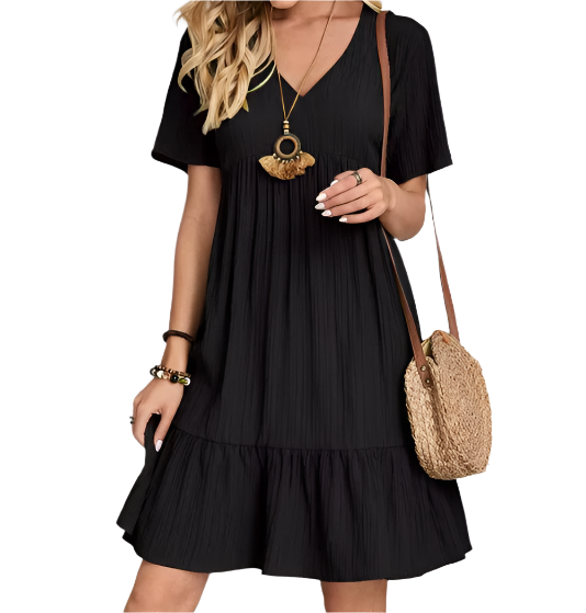 Trendy Summer Short Sleeve V-neck Short DRESS-B52