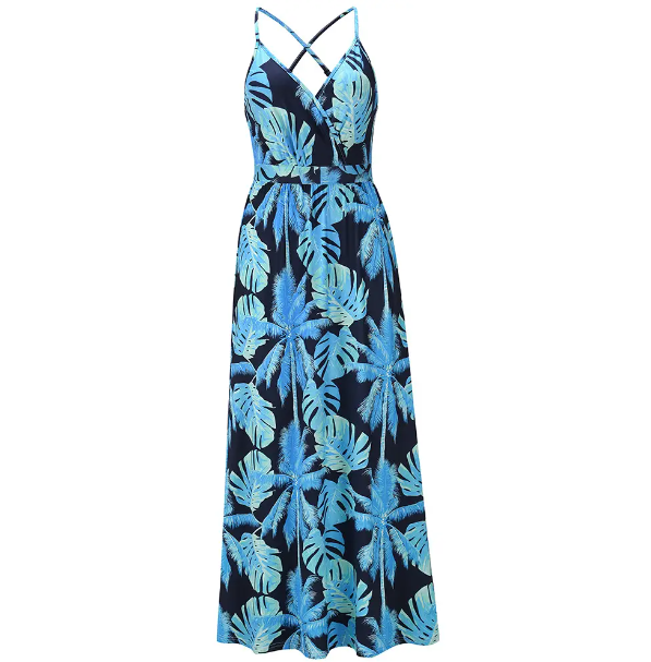 Trendy Summer Sleeveless Floral Long DRESS-B42