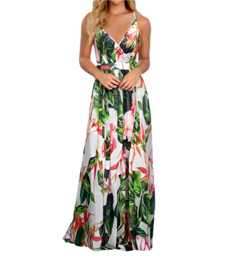 Trendy Summer Sleeveless Floral Long DRESS-B42