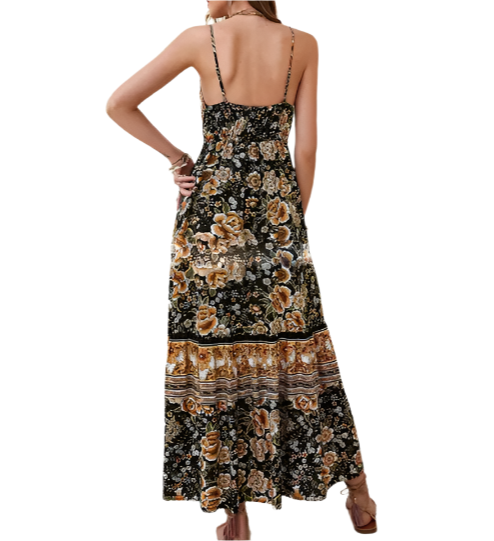 Trendy Summer Sleeveless Floral DRESS-B41