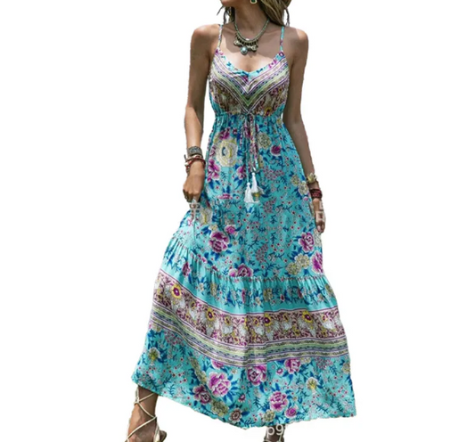 Trendy Summer Sleeveless Floral DRESS-B41