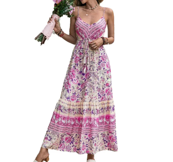 Trendy Summer Sleeveless Floral DRESS-B41