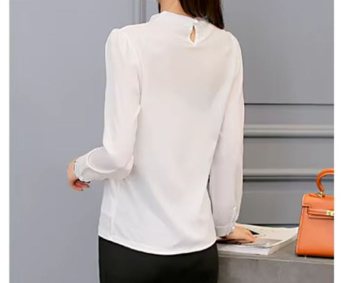 Solid Color Full Sleeve Casual Pullover Chiffon Top for Women – BL34A