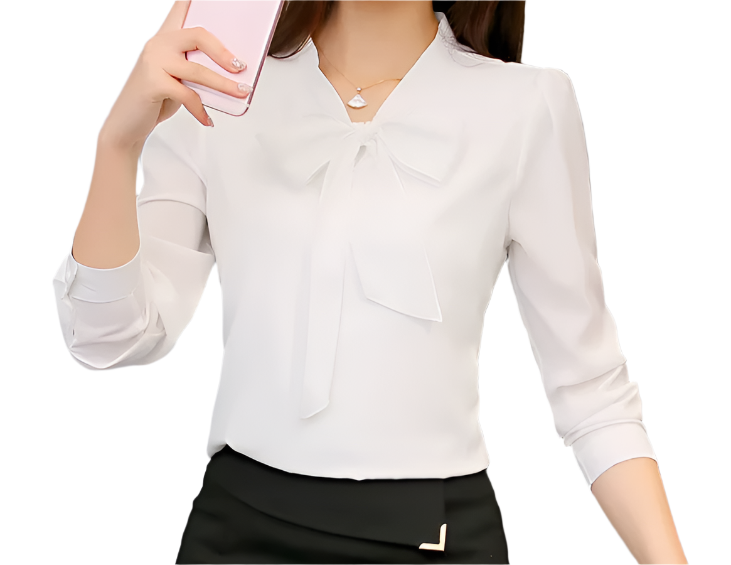 Solid Color Full Sleeve Casual Pullover Chiffon Top for Women – BL34A