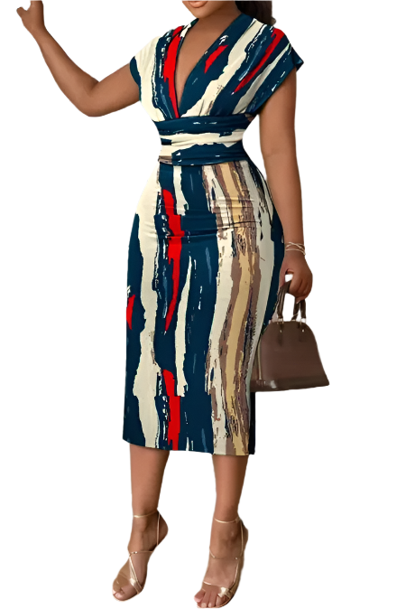 Elegant deep V-neck Pencil Dress for Women – DRESS-B04