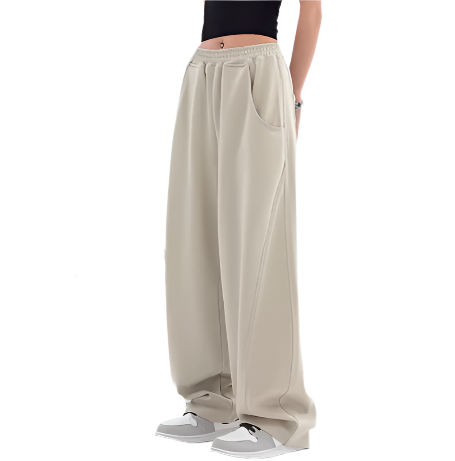 Women’s High Waist Straight Leg Loose Fit Cotton Trouser Sweatpants CARGO -06