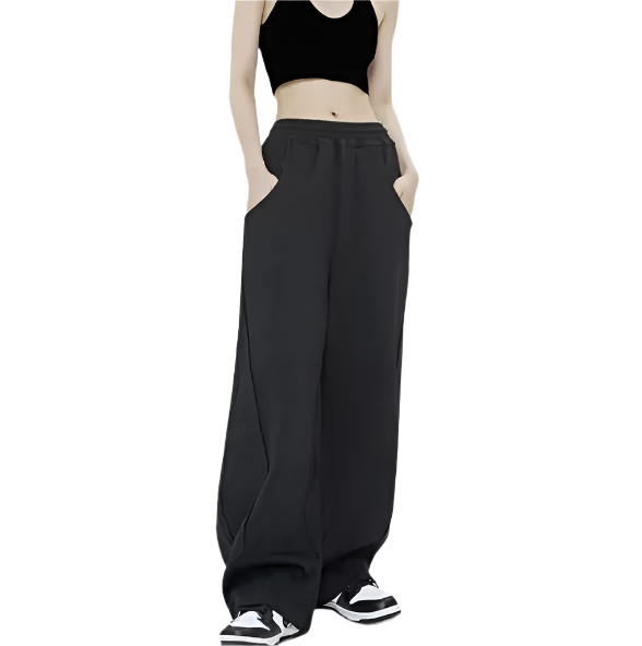 Women’s High Waist Straight Leg Loose Fit Cotton Trouser Sweatpants CARGO -06