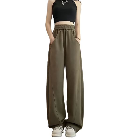 Women’s High Waist Straight Leg Loose Fit Cotton Trouser Sweatpants CARGO -06