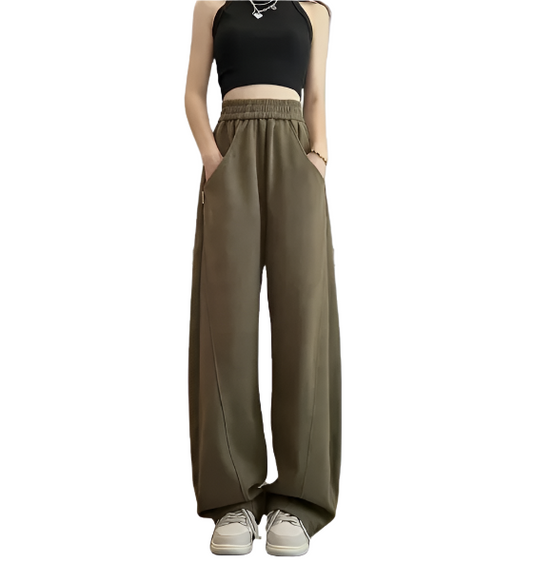 Women’s High Waist Straight Leg Loose Fit Cotton Trouser Sweatpants CARGO -06