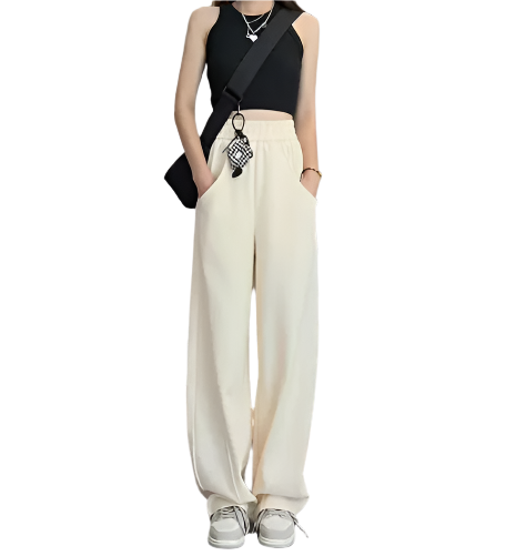 Women’s High Waist Straight Leg Loose Fit Cotton Trouser Sweatpants CARGO -06