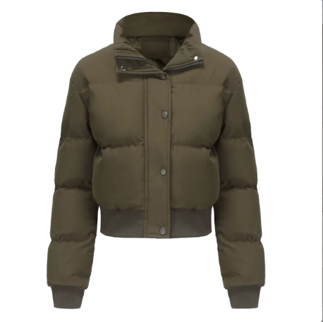Women’s Trendy Quilted Long Sleeve Stand Collar Zipper Button Closure JACKET - JKT-01
