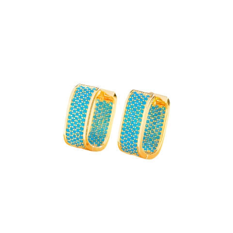 Gold Plated Copper Blue Turquoise Stone Earrings for Women CZ-Earring- ER - 139