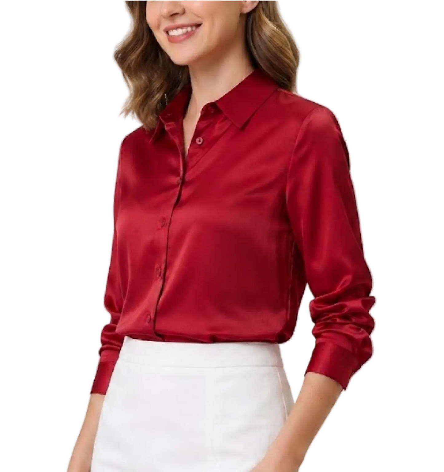 Classy Timeless  Long Sleeve Satin Silk Collar Shirts for Women - B1-TOP-N03
