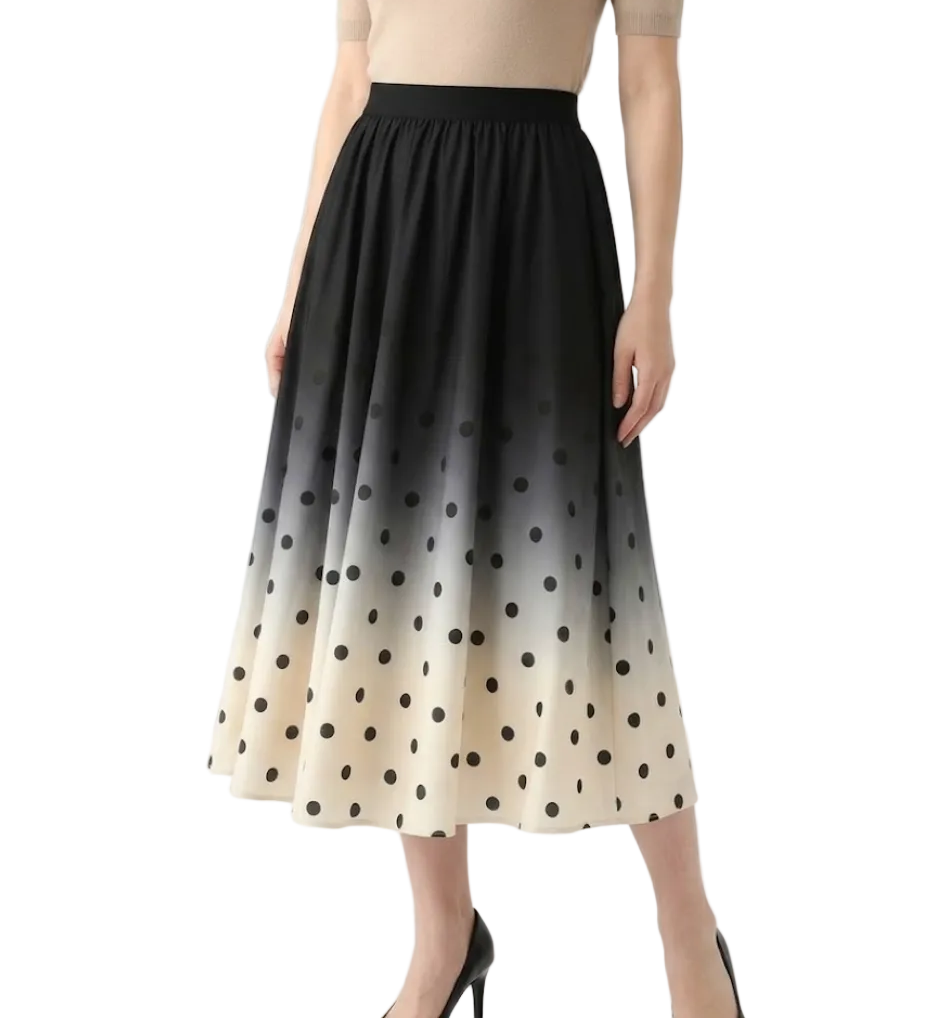 Classy & Timeless A-Line High Waist Polka Dot Skirt - B6-DRESS-35