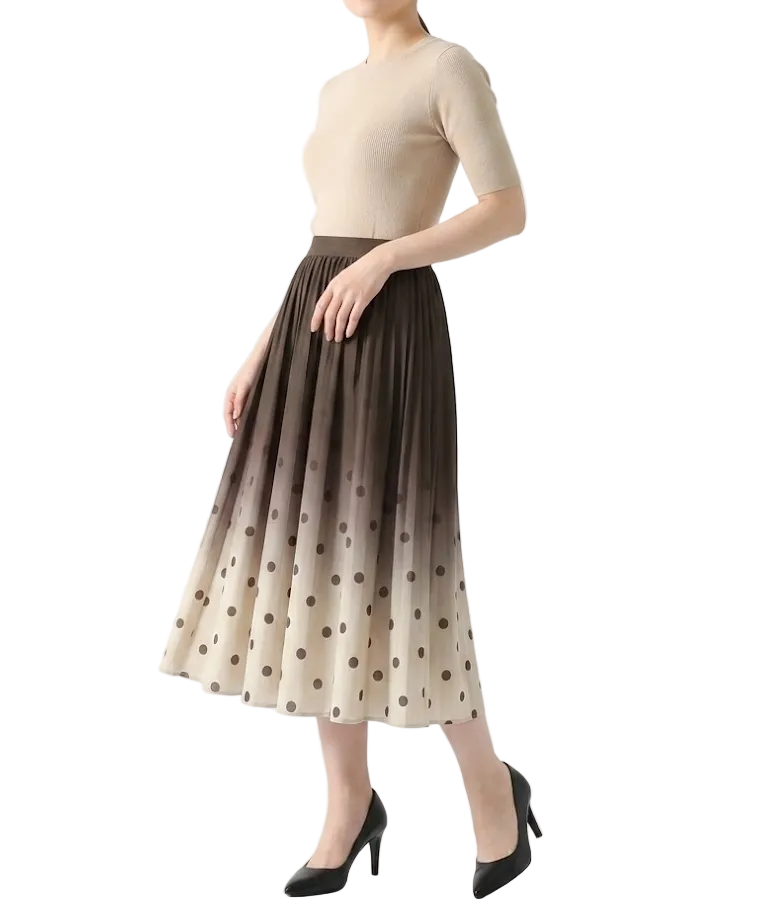 Classy & Timeless A-Line High Waist Polka Dot Skirt - B6-DRESS-35