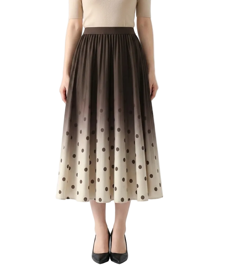 Classy & Timeless A-Line High Waist Polka Dot Skirt - B6-DRESS-35