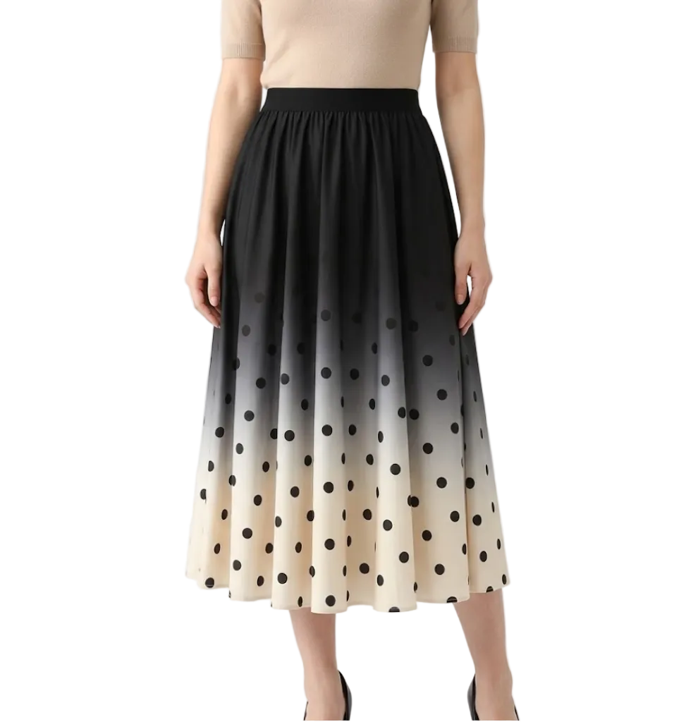 Classy & Timeless A-Line High Waist Polka Dot Skirt - B6-DRESS-35