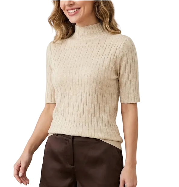 Classy & Timeless Comfortable Soft Short Sleeve Knitted Blouse For Women's - B6-TOP-B615