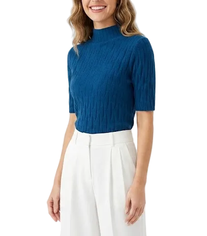 Classy & Timeless Comfortable Soft Short Sleeve Knitted Blouse For Women's - B6-TOP-B615