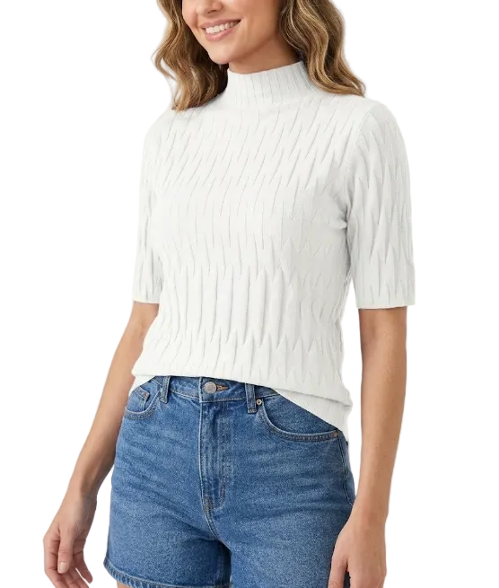 Classy & Timeless Comfortable Soft Short Sleeve Knitted Blouse For Women's - B6-TOP-B615
