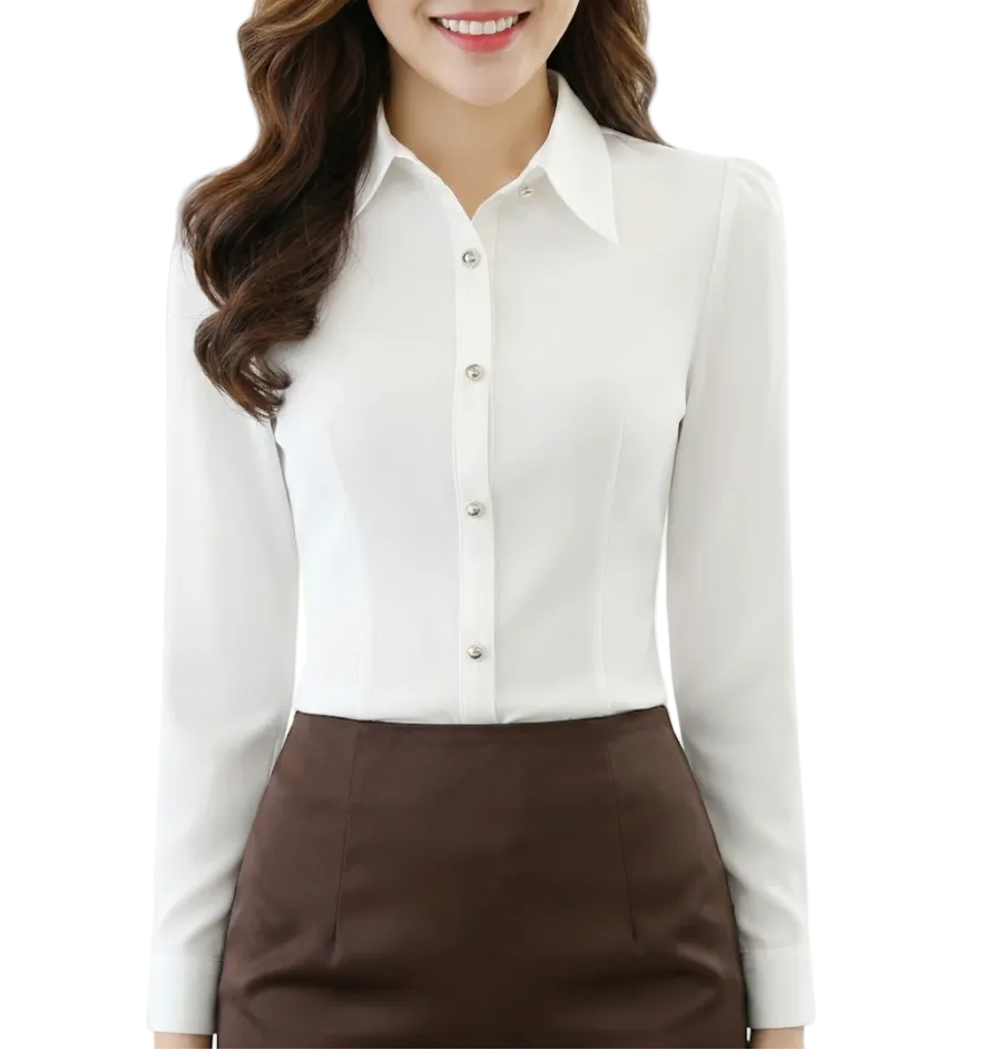 Classy & Timeless Long Sleeve Slim-Fit Cardigan Collar Dress Shirt for Women - SM8-TOP-69