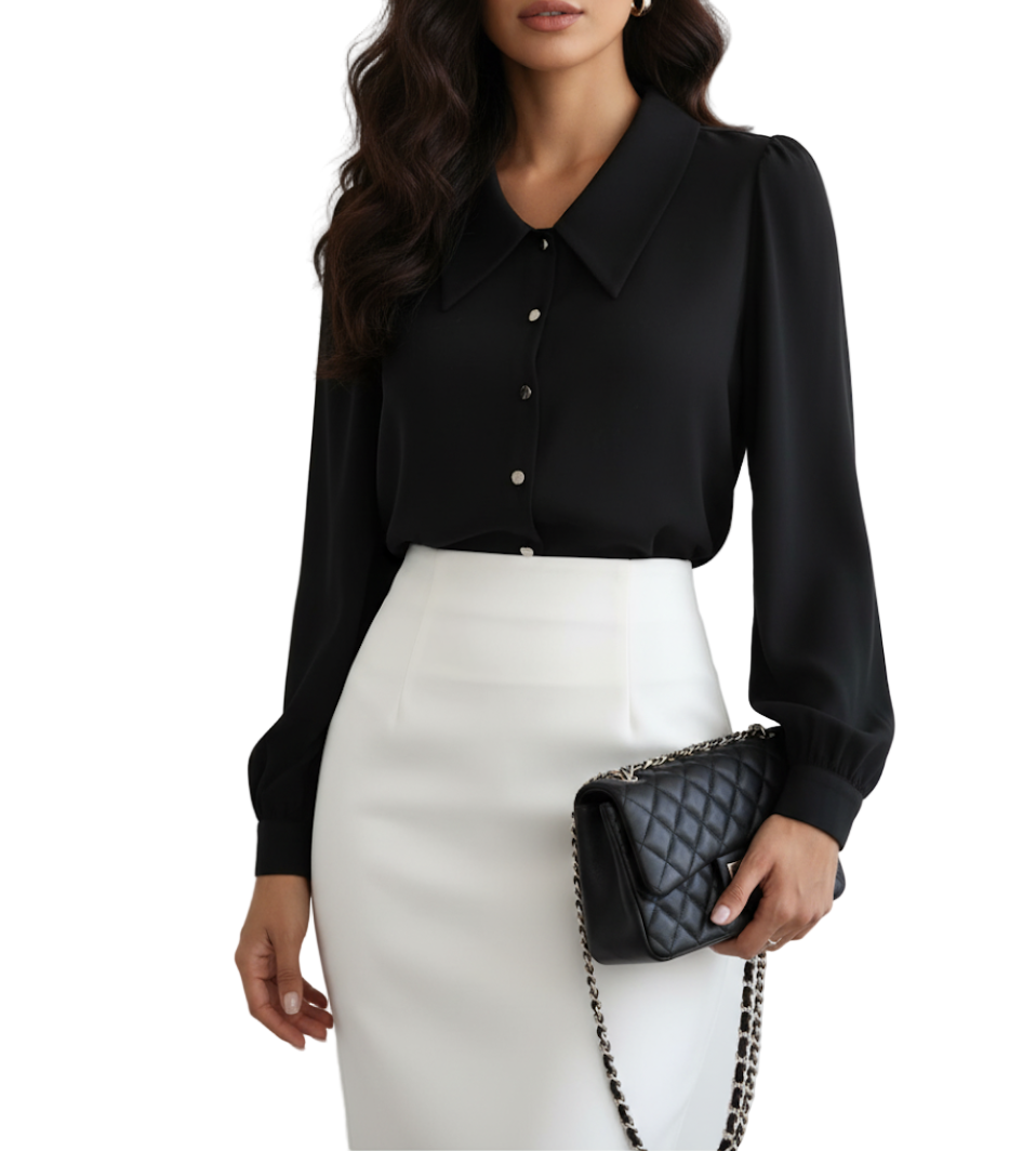 Classy & Timeless Plain Collar Shirts TOP-B1-BL-284