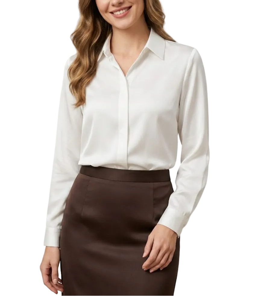 Classy & Timeless Silk Long Sleeve Collar Shirt for Women – BL60