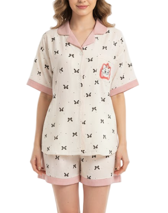Comfortable Clould Cotton Short Sleeve 3PCS Pajama Set for Women -B16-PJ-01