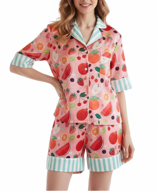 Comfortable Soft Long Sleeve Striped Shorts Pajama Set for Women -B16-PJ-69