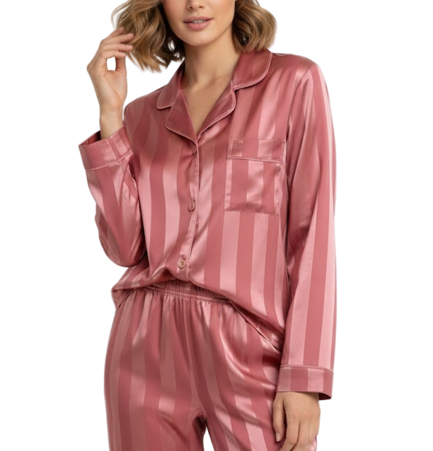 Comfortable Soft  Satin-Silk Long Sleeve Pajama Set for Women -B16-PJ-57