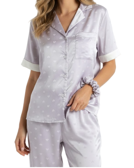 Comfortable Soft Short Sleeve Satin-Silk Shorts Pajama Set for Women -B16-PJ-63