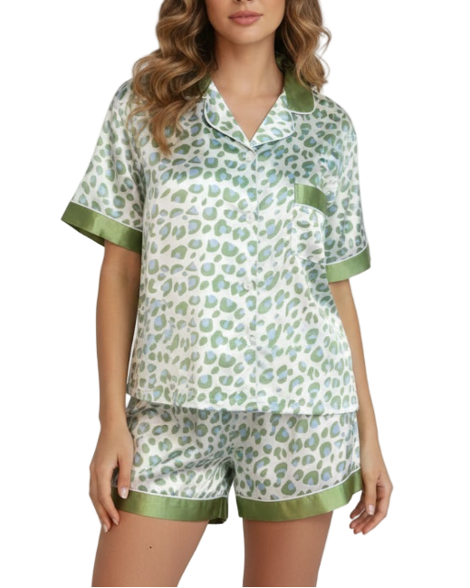 Comfortable Soft SHORT Sleeve Ice-silk Pajama Set for Women -B16-PJ-68-71