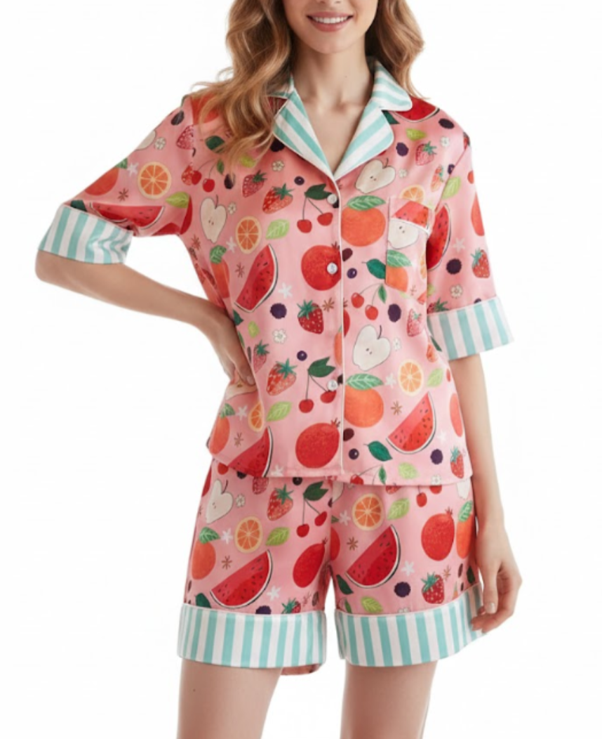 Comfortable Soft Long Sleeve Striped Shorts Pajama Set for Women -B16-PJ-69