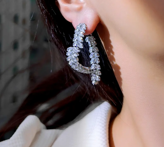 Cluster Zirconia Dangle Drop Earrings for Women - CZ-Earring- ER - 09