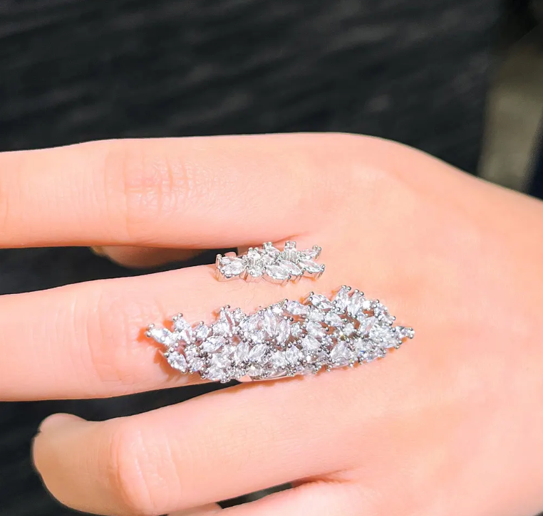 Elegant Cubin Zirconia Chic Cocktail Adjustable RING RG-15