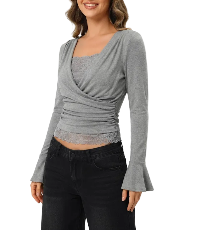 Elegant Long Sleeve V-neck Tops for Women - BP-B20 -TOP-97