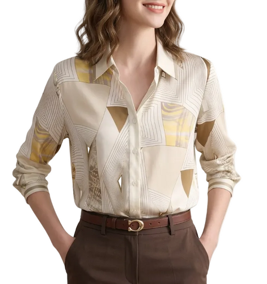 Elegant Turn-down Collar Long Sleeve Shirts For Women - SM8-TOP-09