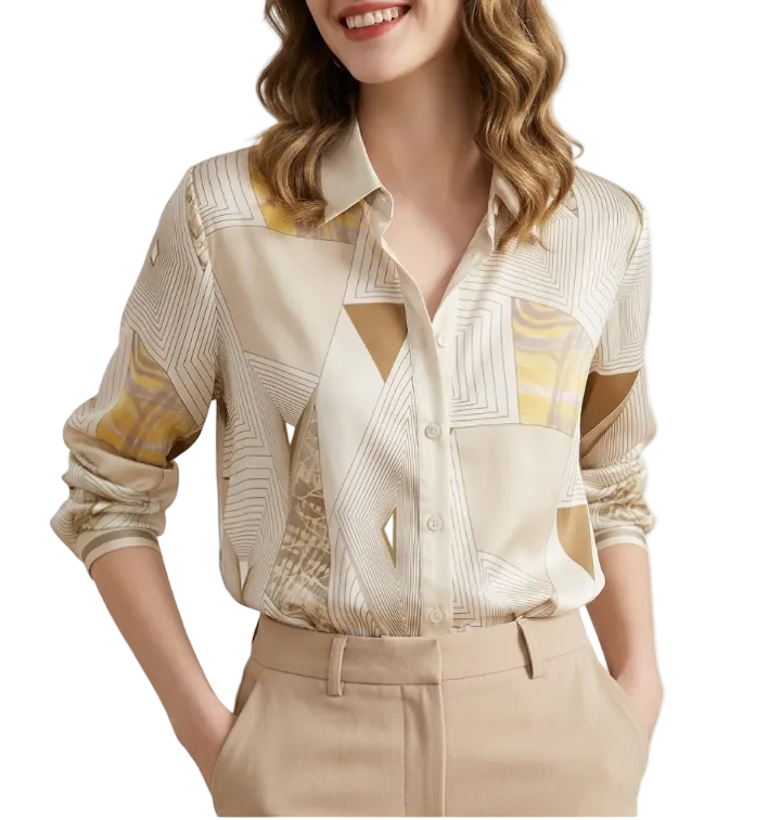 Elegant Turn-down Collar Long Sleeve Shirts For Women - SM8-TOP-09