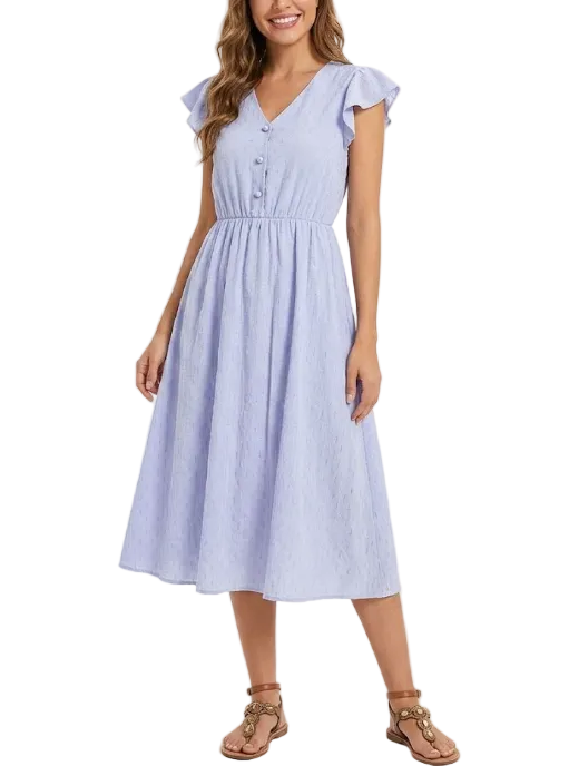 Elegant & Comfortable Short Sleeve V-neck DRESS-B108